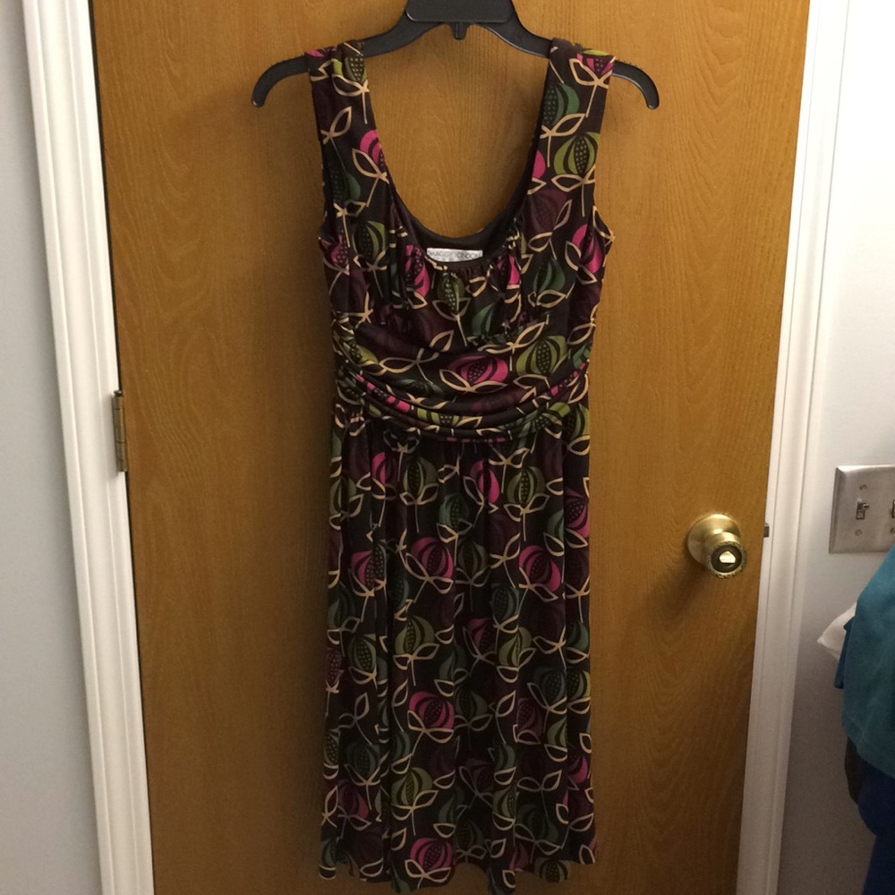 Summer dress with ruching at waist.